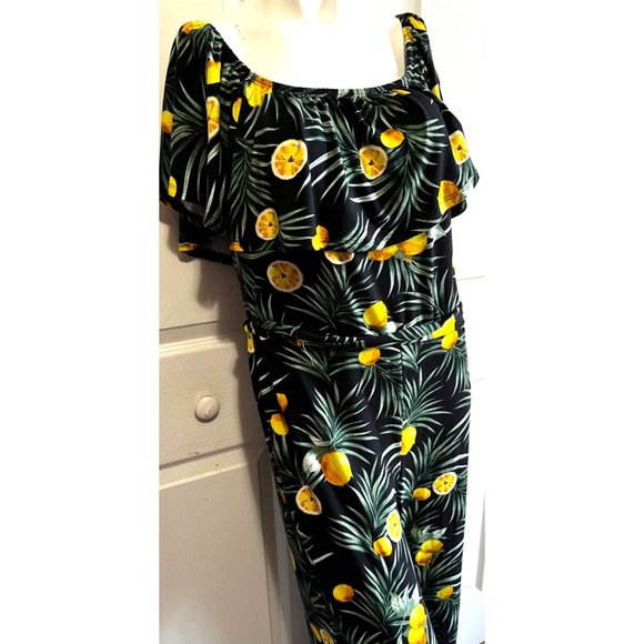Floral Black and Yellow Jumpsuit - Picture 10 of 14